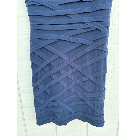 Tadashi Navy Blue Dress, Formal,‎ Flattering, Monochromatic, Cap Sleeves, Sz M - Picture 3 of 8